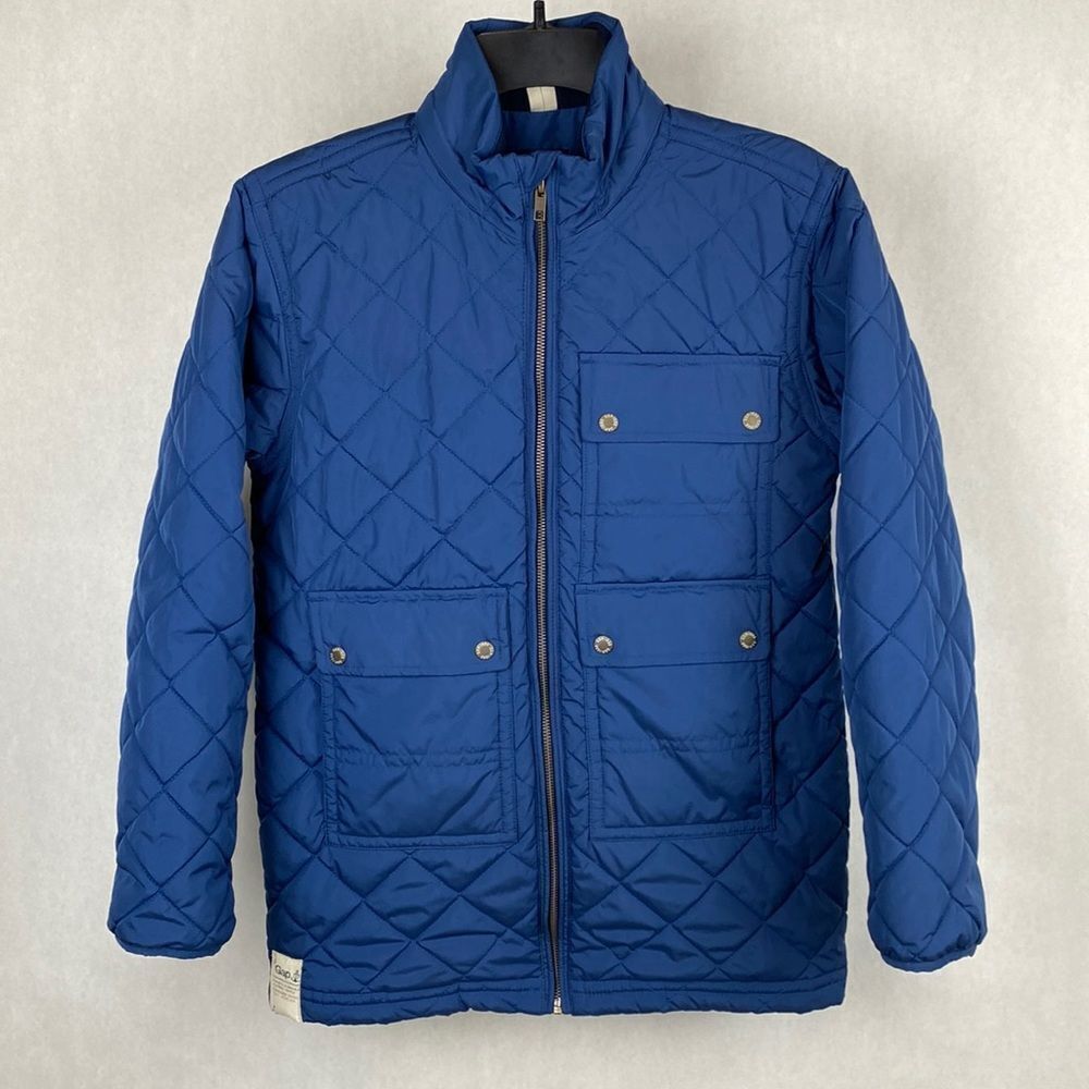 GapKids Coat Jacket Size XL 12 Blue Quilted Long Pockets
